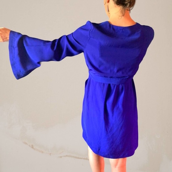 Wrap Dress Bell Sleeve A Line Blazer Dress - Picture 5 of 7